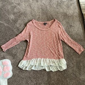 Medium Red and white sweater with white trim